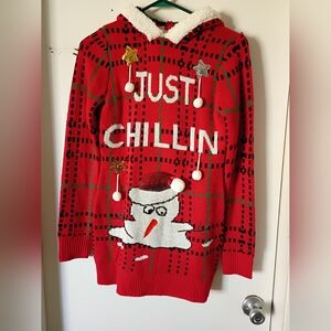 No Boundaries Red Festive Snowman Sweater